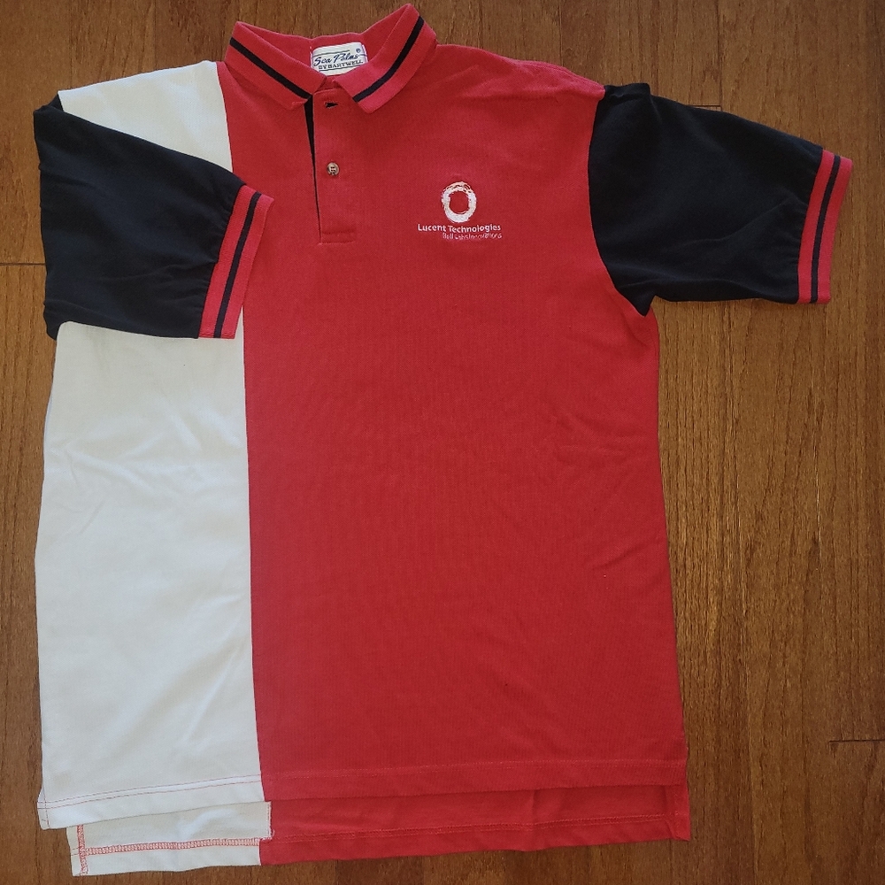 Vtg Lucent Technologies Bell Labs Innovations L, Red,White,Black Golf/Polo Shirt